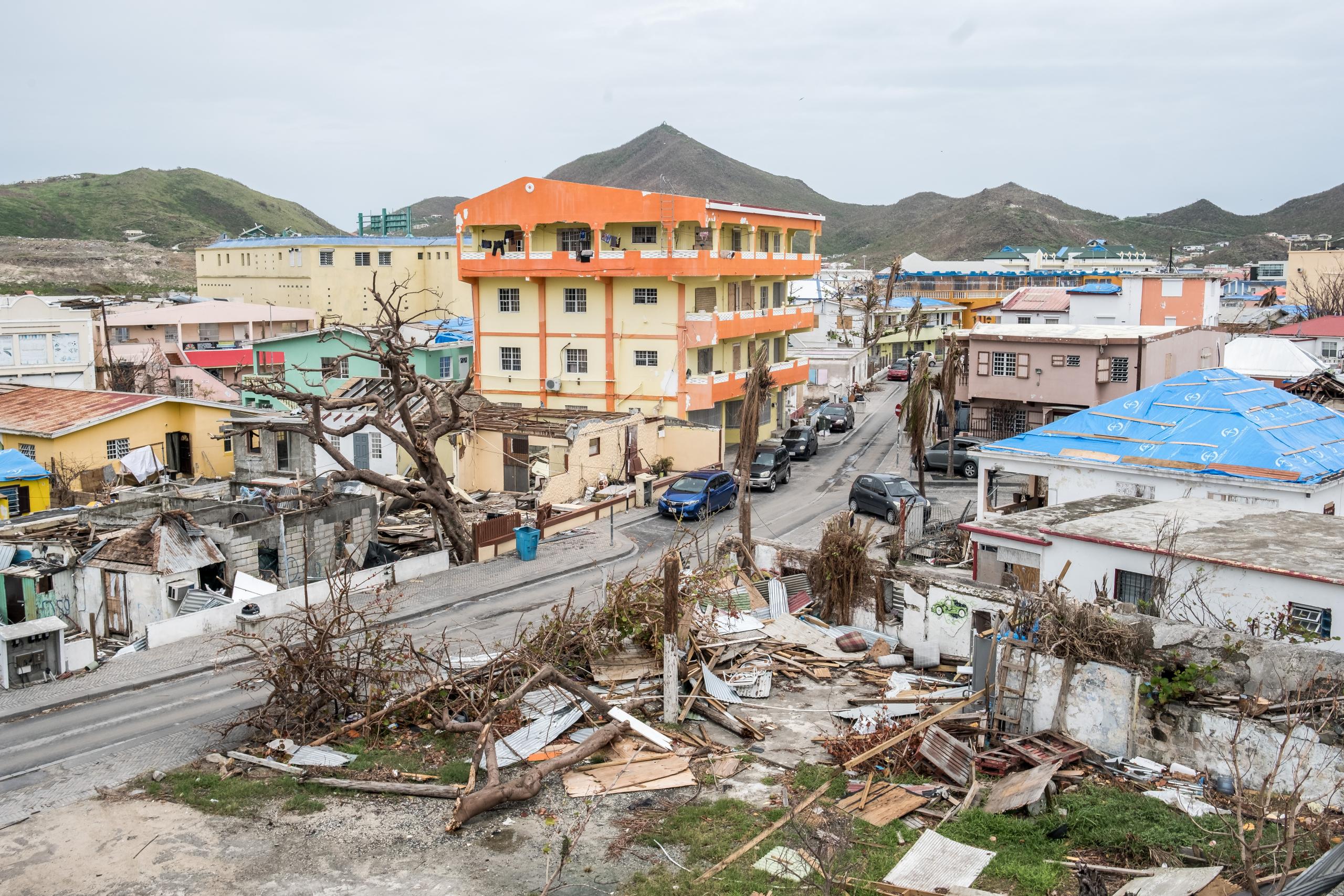 Foto van Sint Maarten na de orkaan Irma Foto van Sint Maarten na de orkaan Irma