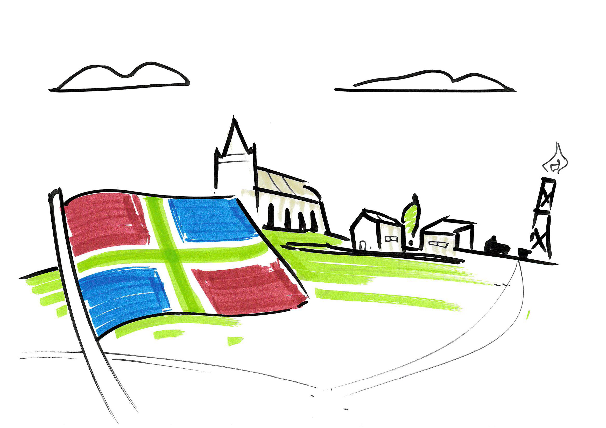 tekening dorp in groningen