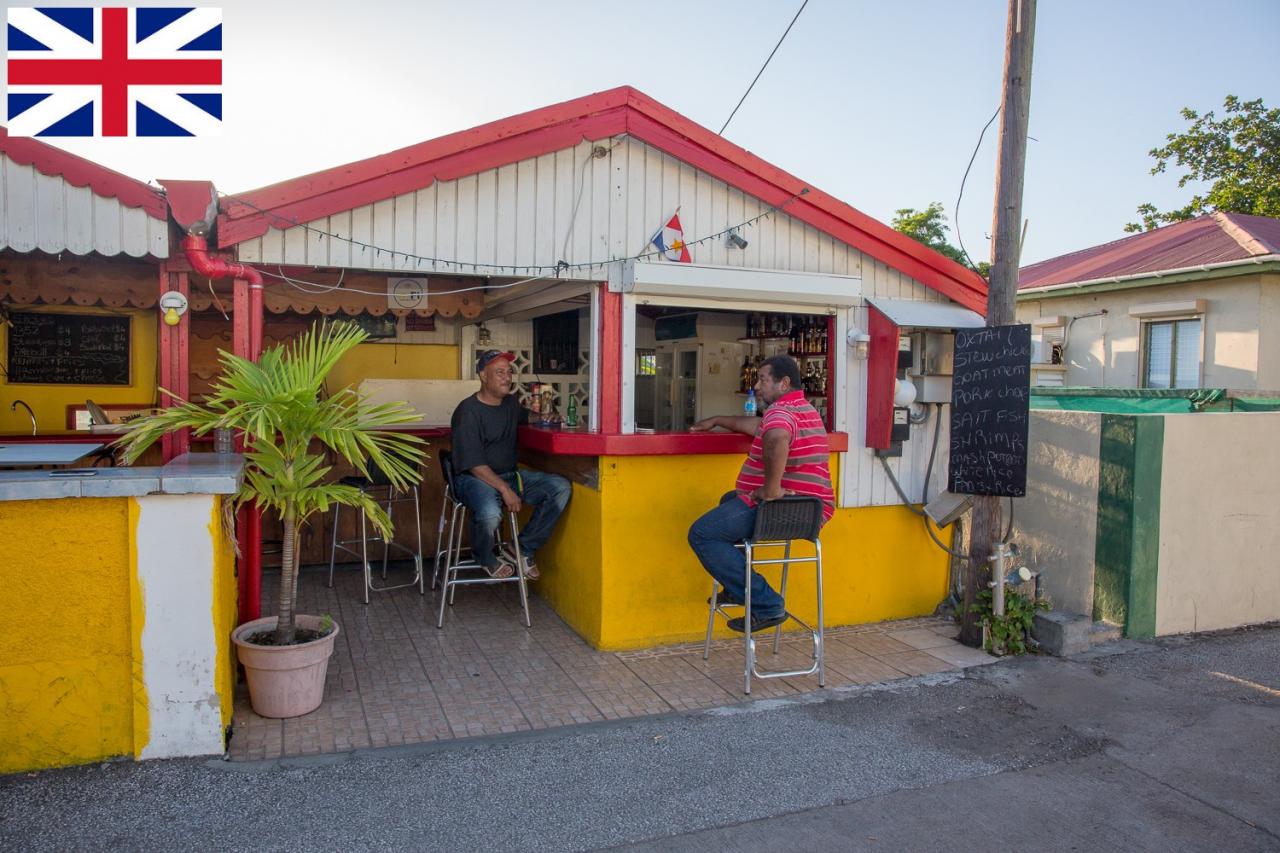 Dutch Caribbean, two men at a terras