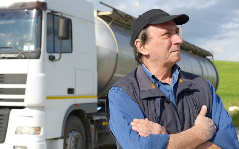 Foto van een vrachtwagenchauffeur Foto van een vrachtwagenchauffeur