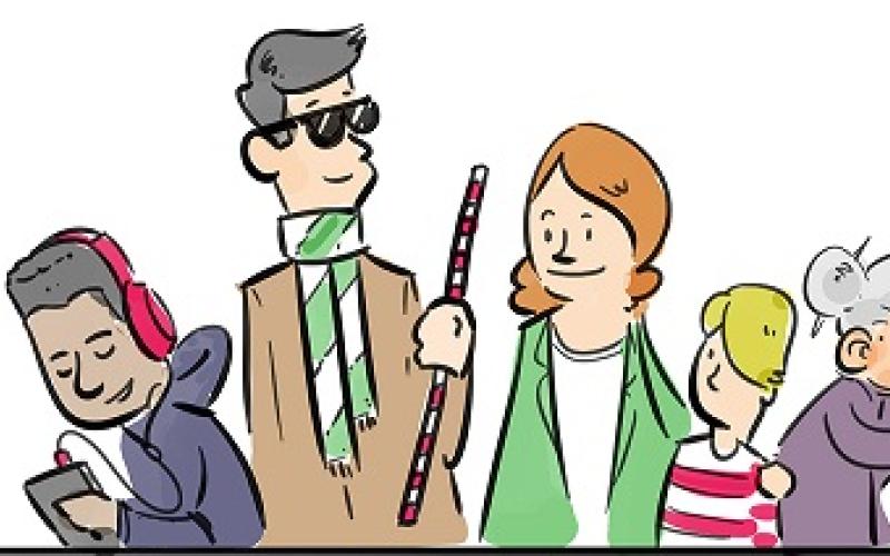 Cartoon met verschillende figuren: Digitaliseren doe je samen Cartoon met verschillende figuren: Digitaliseren doe je samen
