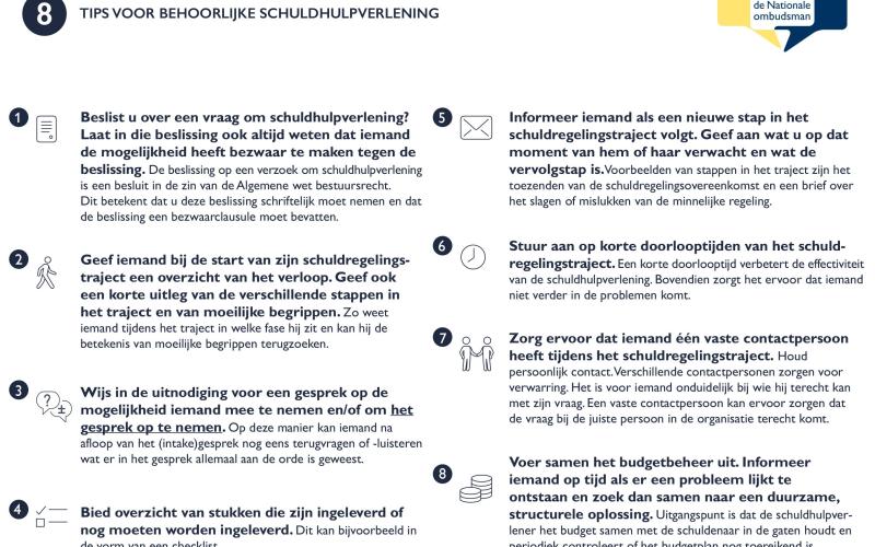 Acht tips voor behoorlijke schuldhulpverlening Acht tips voor behoorlijke schuldhulpverlening