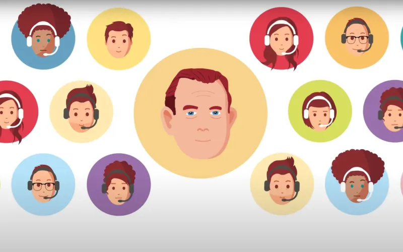 Animatie van de ombudsman en zijn medewerkers