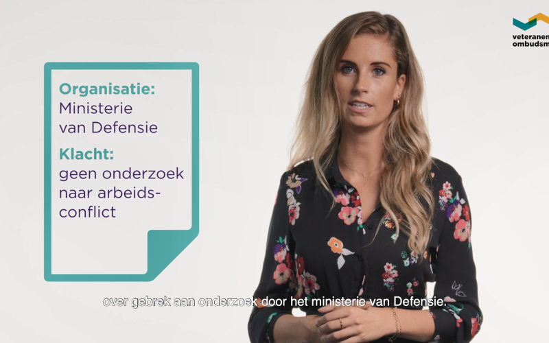 Lisa in beeld vertelt over een klacht over het Ministerie van Defensie