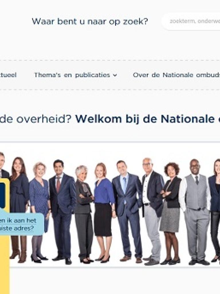 Foto van de homepage website Nationale ombudsman